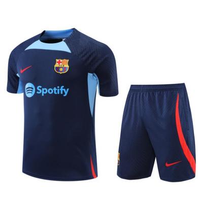 Camiseta FC b-arcelona Pre-Match 22/23 Azul + Pantalones Camiseta FC b-arcelona Pre-Match 22/23 Azul + Pantalones